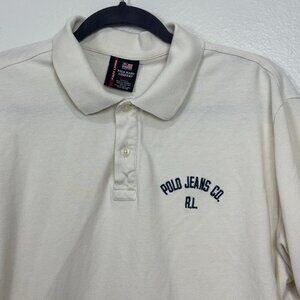 Polo Jeans Co Ralph Lauren Mens Cream Short Sleeve Polo Shirt Medium RL Logo